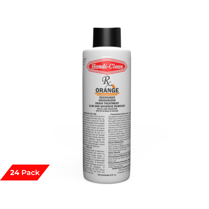 Rx Orange, Gum Remover/Drain Treatment/Degreaser-24/8 oz. bottles/cs