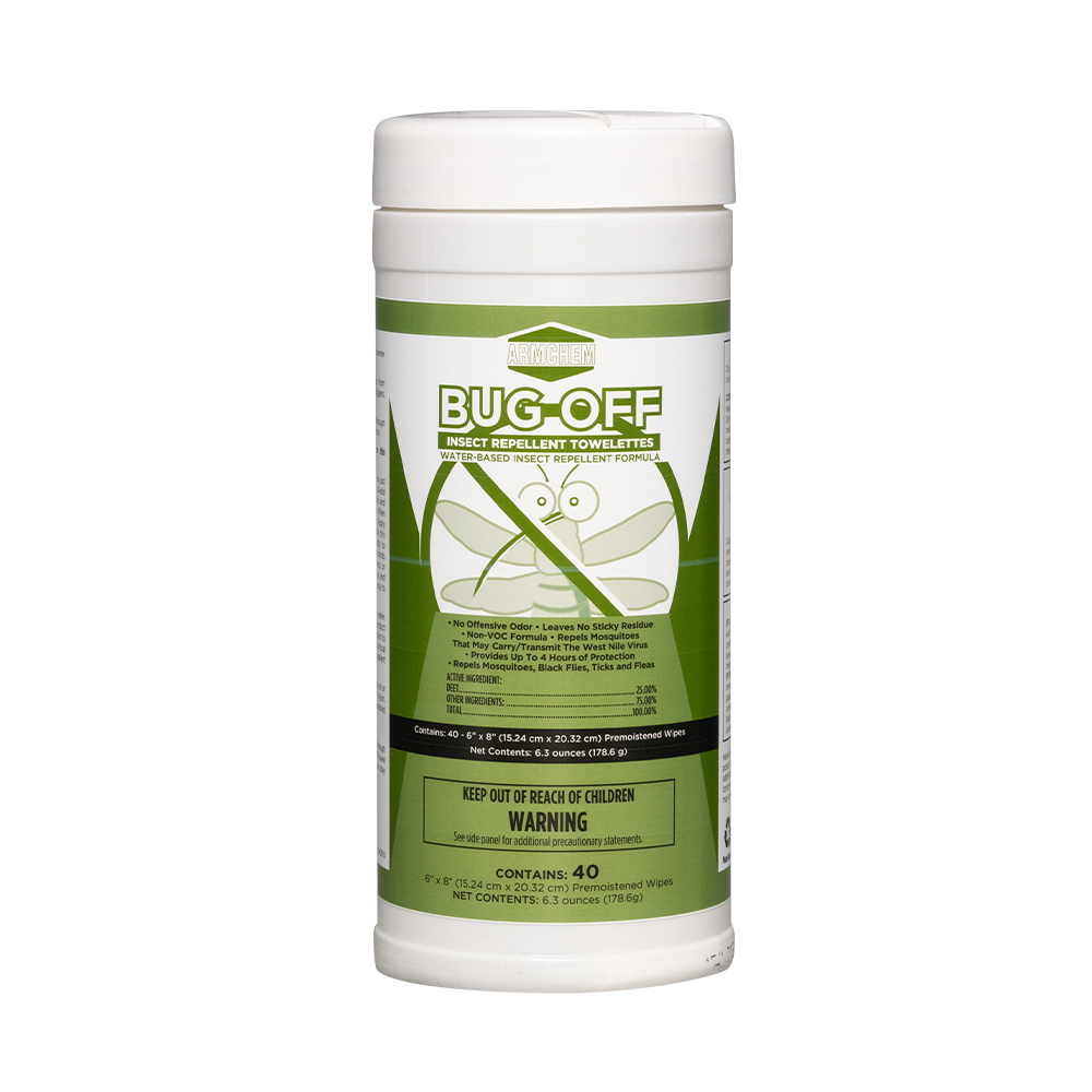 Bug Off Repellent Wipes (25% Deet), Towelettes, 40 ct. container (Pack of 12)