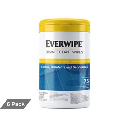 [ARM101075] Everwipe Surface Disinfectant Wipes-Lemon Scent, 75 Wipes per Tub (6 per case)